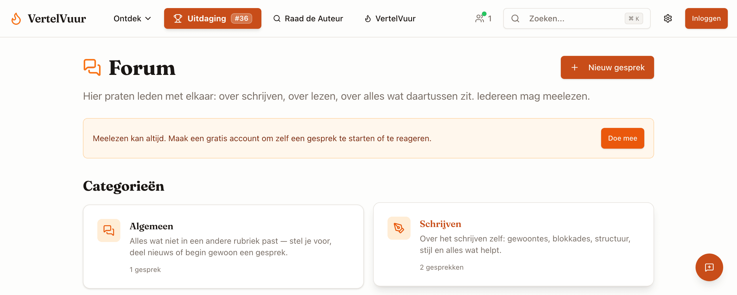 Nieuw: het forum is open — kom erbij zitten